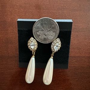 Monet rhinestone and faux pearl drop ear rings